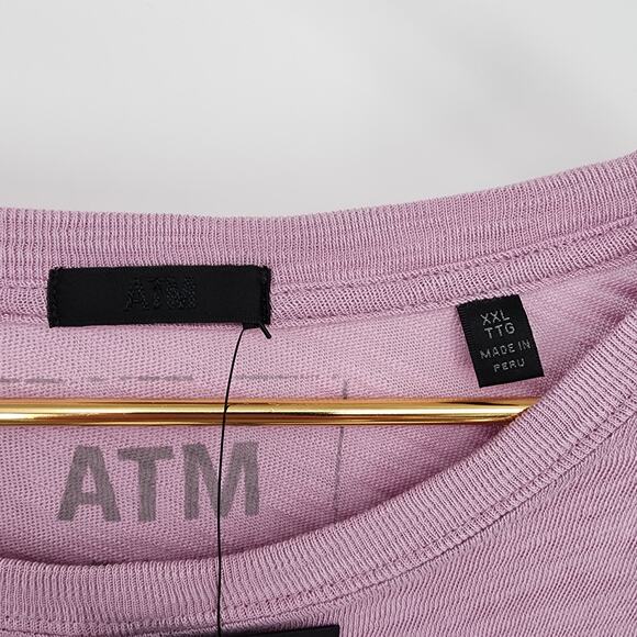 ATM Slub Jersey Long Sleeve Destroyed Wash Tee in Pink Hyacinth XXL NWT - Picture 3 of 7